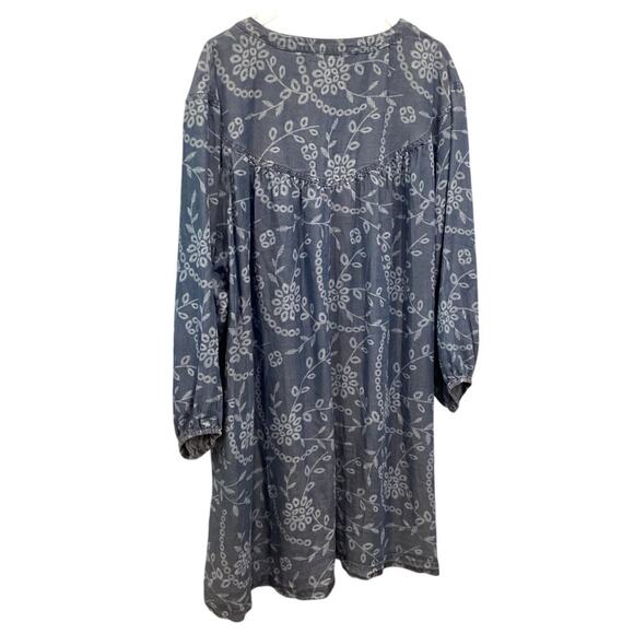 The Pioneer Woman Women Denim Peasant Shirt Dress Plus Size 3X Blue Boho Country - Picture 4 of 9